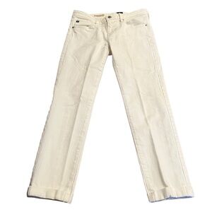 AG Adriano Goldschmied Women’s Stevie Roll Up Slim Straight White Jeans Size 27R